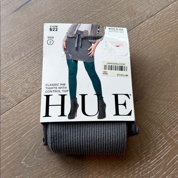 HUE Classic Rib Tights in Charcoal size 2 - Picture 1 of 2